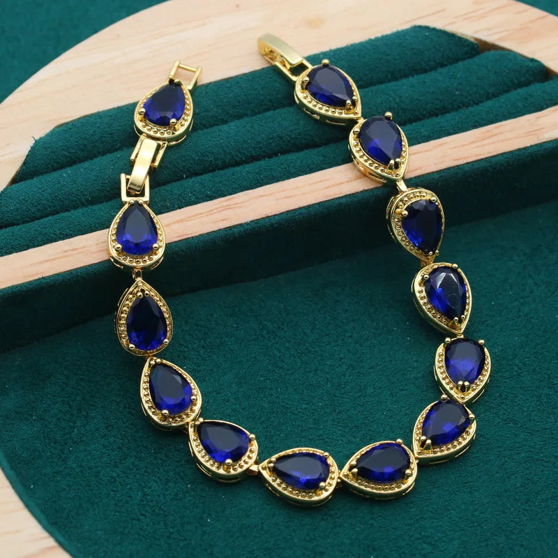XOTICA 18K Gold Women's Accessories Water Drop Zircon Beaded Bracelets and Trendy Alloy Jewelry Set Perfect Wedding Gift