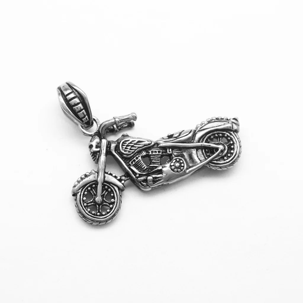 Hip Hop Punk Chariots Skull Motorcycle Trend Waterproof Stainless Steel Fashion Jewelry Pendant Necklaces for Men Wholesale
