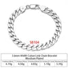 RINNTIN SB Finding Jewelry Men Cuban Link Chain Bracelet Custom Pulsera Men Hip Hop 925 Sterling Silver Chain Bracelet