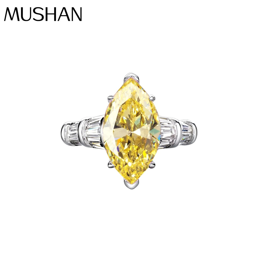 MuShan Jewelry Factory S925 Silver High Carbon Diamond Ring European and American Wish Simple 3 Carat Eye 8*14 Women Ring