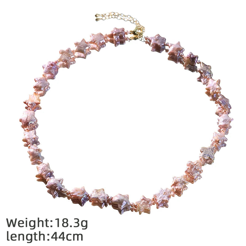 GLSEEVO Natural Purple Star Shaped Baroque Pearl Jewelry Set for Mother's Day Gift Pearl Necklace Bracelet Set Fashion Jewelry