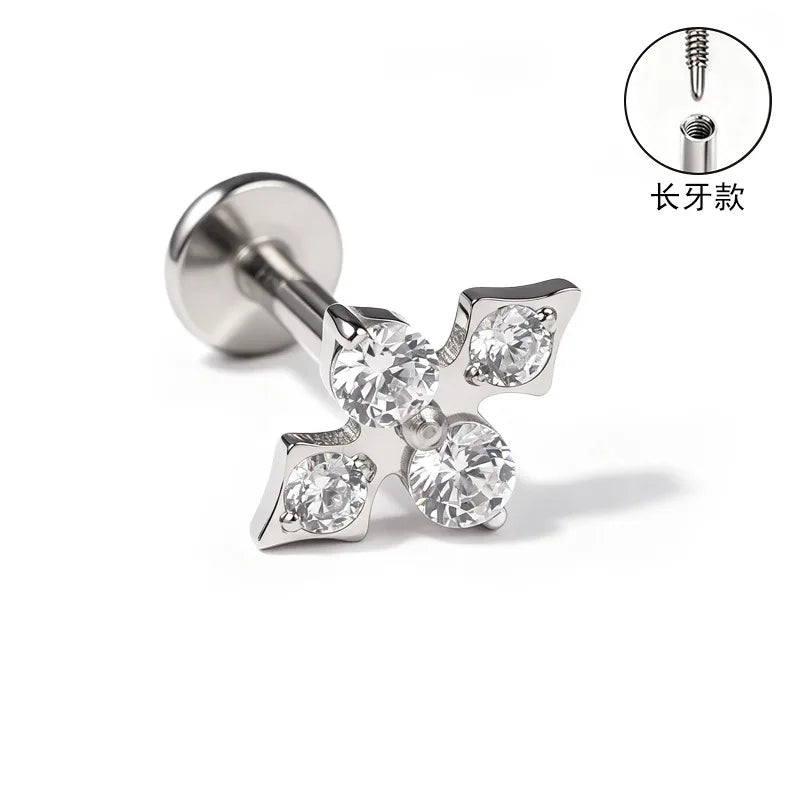 S&S ASTM F136 Titanium Zircon Helix Cartilage Stud | Gold | 31 Designs