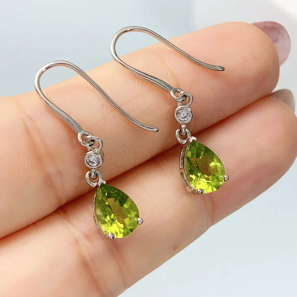 Gioiellieri Natural Peridot Stud Earrings S925 Sterling Silver 925 Jewelry for Women Fine Jewelry Wedding Gift Fashion Accessories Gemstones