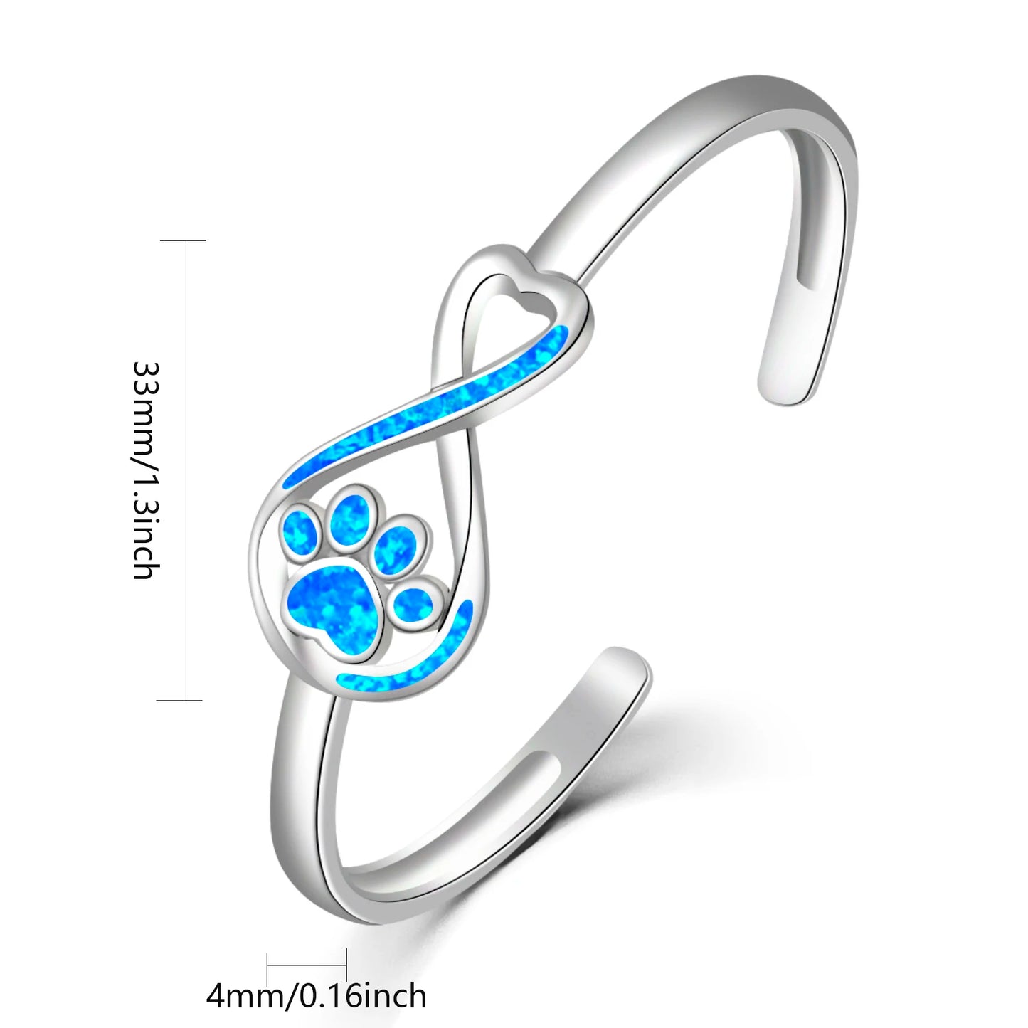 Opal Hawaii Style Blue Square Dog Claw Silver Plated Women's Trendy Cuff Bracelet Handmade Inlaid Opal for Anniversary Wholesale