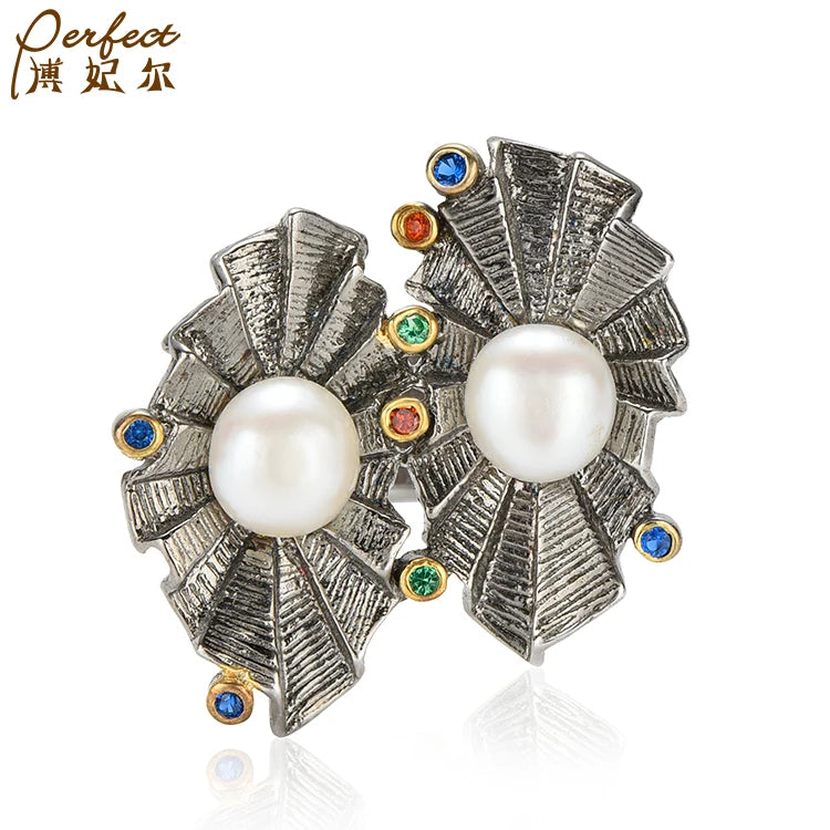 New High Quality Fashionable Handmade 925 Silver Freshwater Pearl Rings