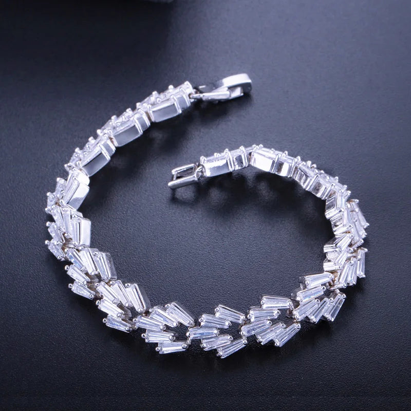 S&S CZ Trapezoid Tennis Bracelet – 5 Colours – Collection
