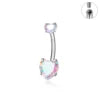 G23 ASTM F136 Titanium Navel Piercing 14G Belly Button Ring Double Heart Zircon Inlay Women Fashion Body Jewelry