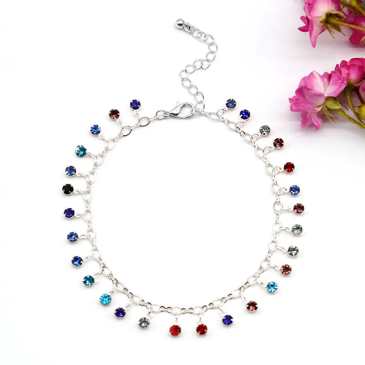 Fashion Colorful Crystal Diamond Beads Anklet Creative Beach Personality Sparkling Footwear Anklet for Women