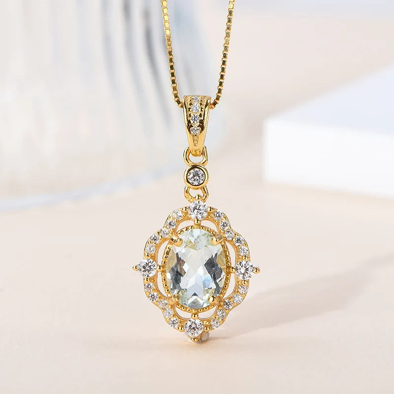 Gioiellieri Handmade Rhodium Plated 925 Sterling Silver Natural Topaz Pendant Claw Setting Purple Crystal Healing Stone Necklace Women's