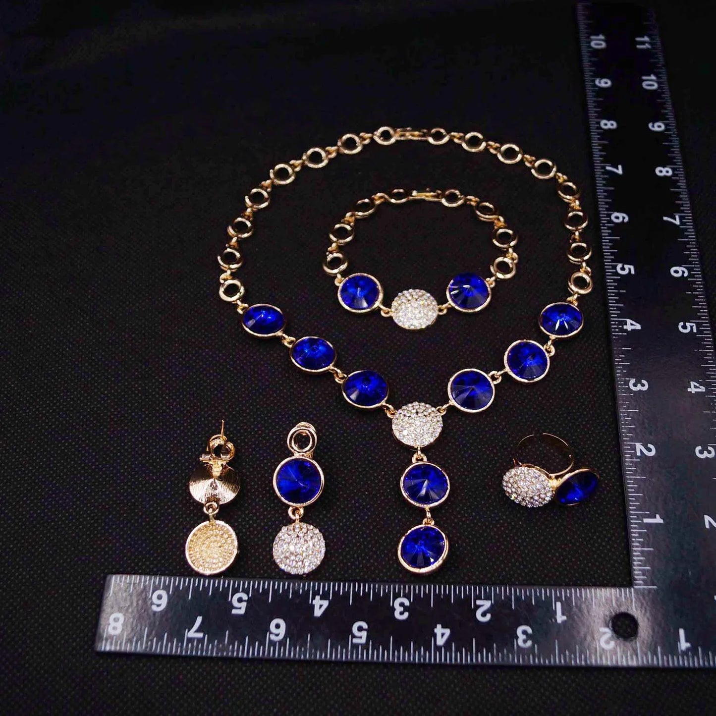 Zhuerrui Hot Selling Gold Plated Jewelry Set Blue Red Bead Necklace Bracelet Jewelry Sets Beautiful High-end Luxury HA20059