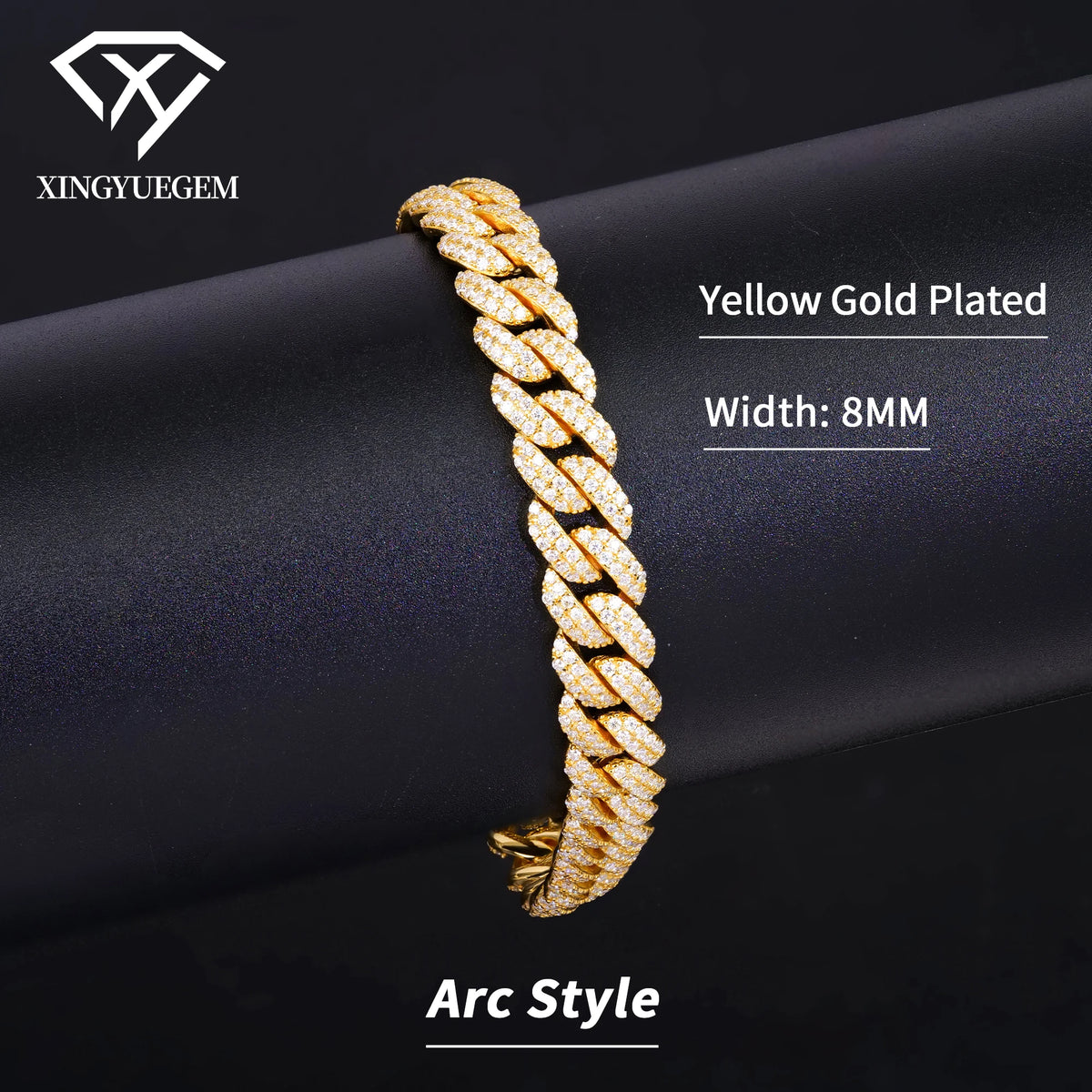 Factory Wholesale 8-20mm Gold Plated Vvs Iced Out Full Diamond Miami Moissanite 925 Sterling Silver Cuban Chain Link Bracelet