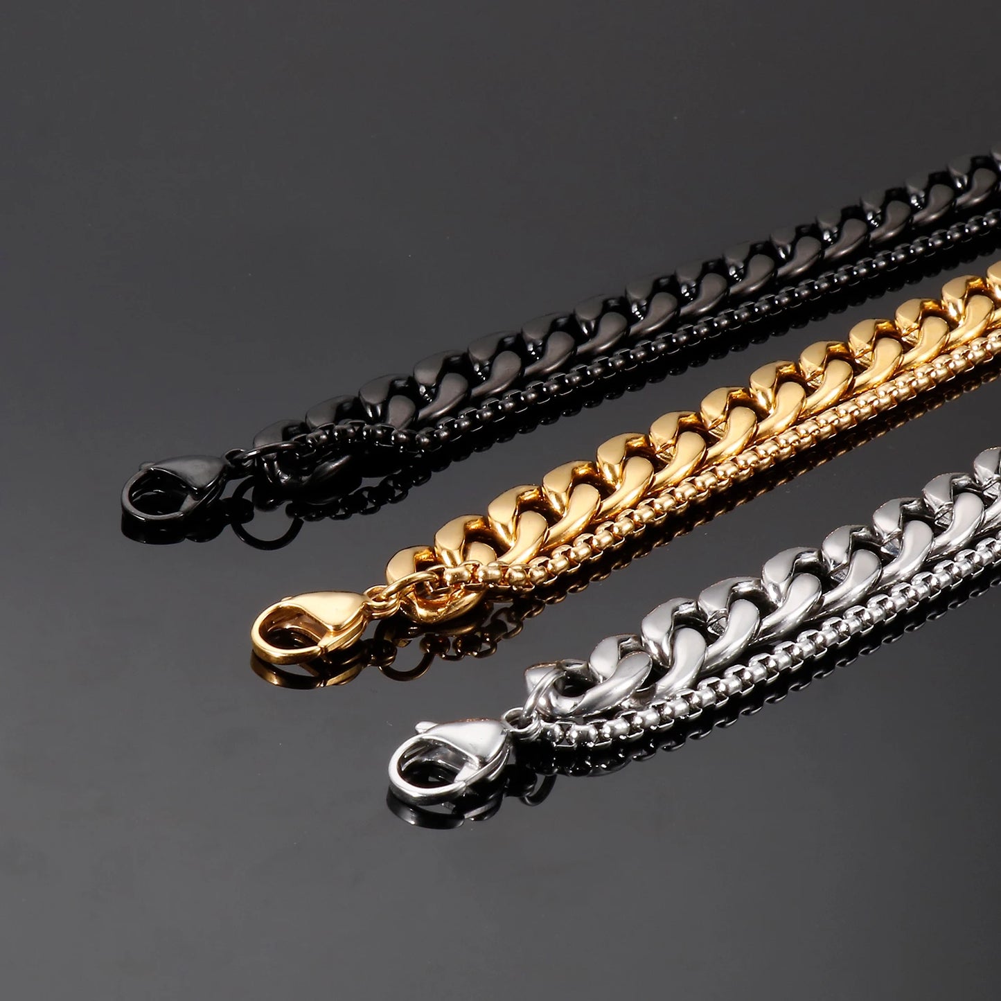 KALEN Simple Atmospheric Double Chain Bracelet Men