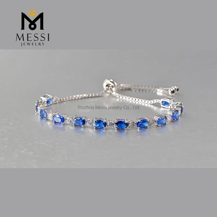 Gemfiori Messi Jewelry Oval Shape Synthetic Emerald Stones With Moissanite Diamond 14k/18k Gold Bolo Bracelet