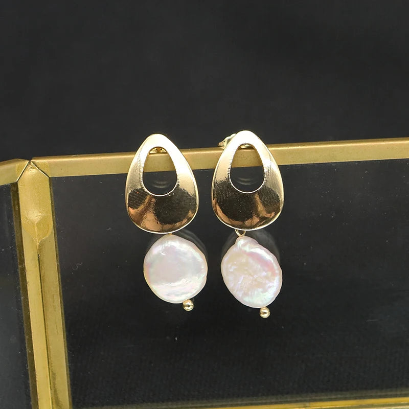 925 Silver High Sense Simple Pink Baroque Pearl Elegance Drop Earrings White Zircon for Women Fashion Wedding Jewelry