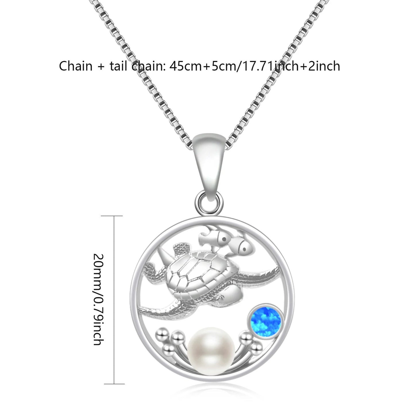 TikTok INS Wind Hawaii Beach Copper Alloy Opal Turtle Animal Pendant Women's Party Silver Plated Vintage Box Chain Inlaid