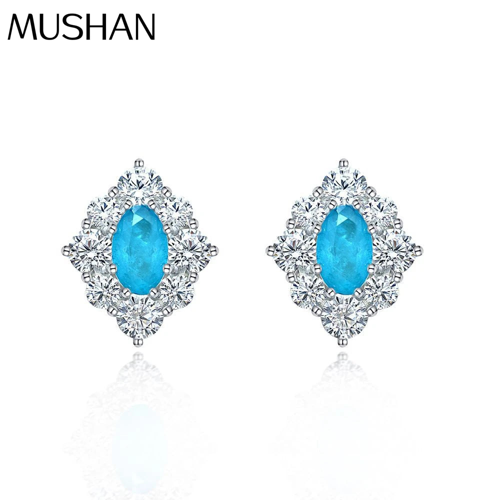 MUSHAN Jewelry Factory 2026 New Model 925 Silver 1.5ct Synthetic 6*9 Stud Earrings European and American Luxury