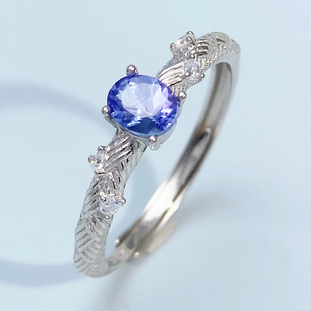 Low Price Natural Tanzanite S925 Silver Ring for Women Luxury Genuine Blue Gemstone Jewelry December Birthstone Party