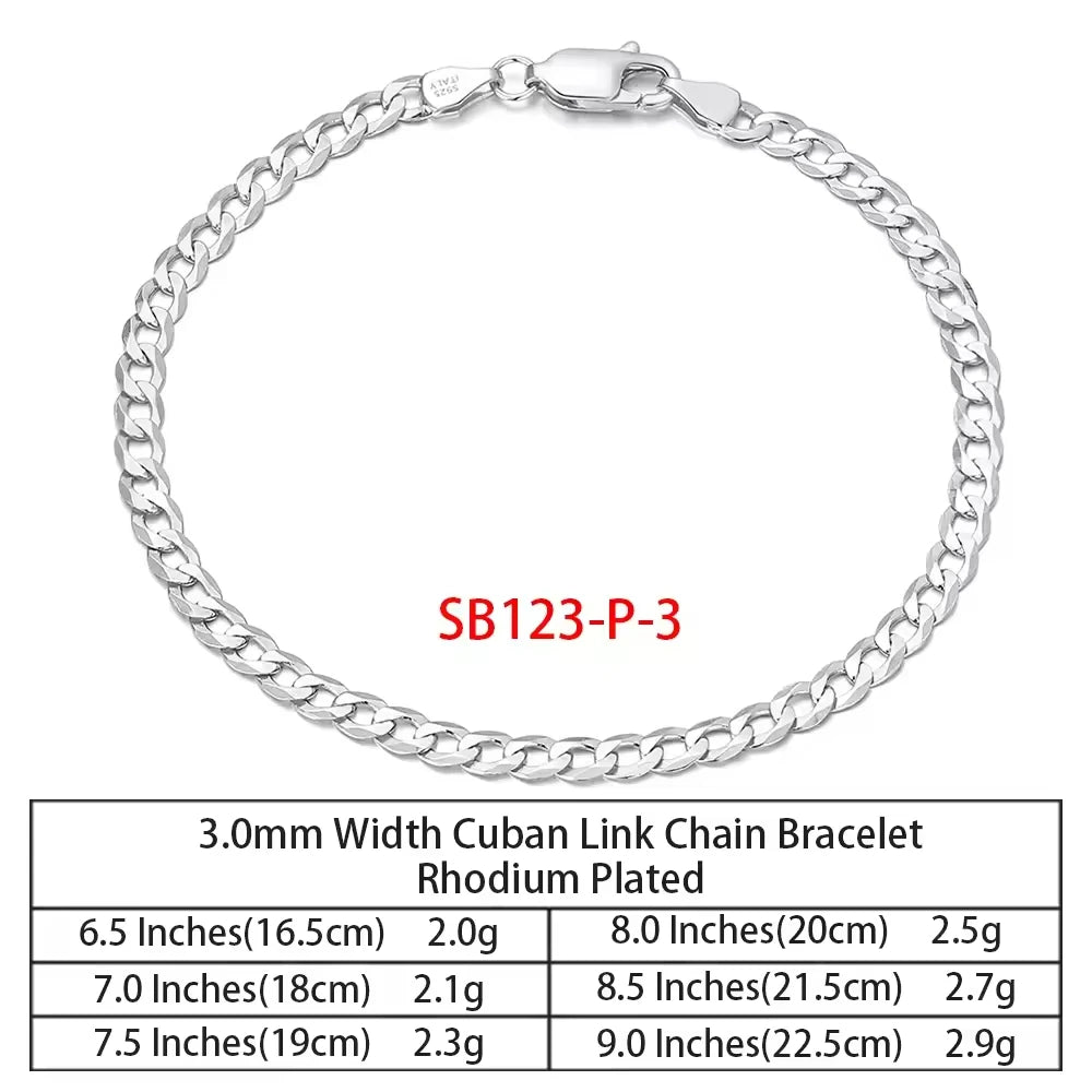 SB RINNTIN Fashion Jewelry Wholesale Men Cuban Link Chain Bracelet Custom Pulsera Hip Hop 925 Sterling Silver Chain Bracelet