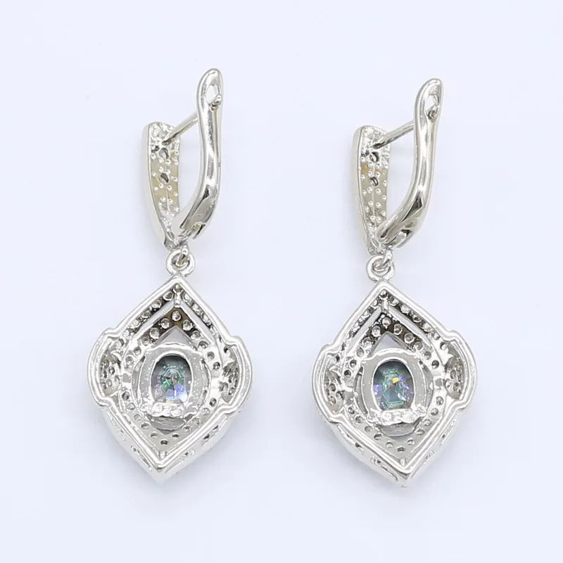 XOTICA Rainbow Zircon 925 Silver Jewelry Set for Women Classic Bracelet Earrings Ring Gift Box for Wedding Engagement Anniversary