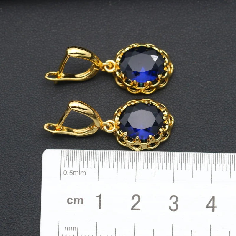 XOTICA Classic Gold Plated Custom Wedding Jewelry Set for Women Includes Earrings Pendant Ring with Zircon Stones for Parties
