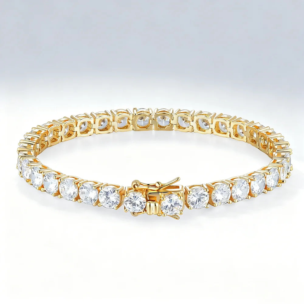 Minimalism 2mm-6mm Hip Hop Fine Jewelry Silver Gold Plated Cubic Zirconia Tenis Bracelets for Men