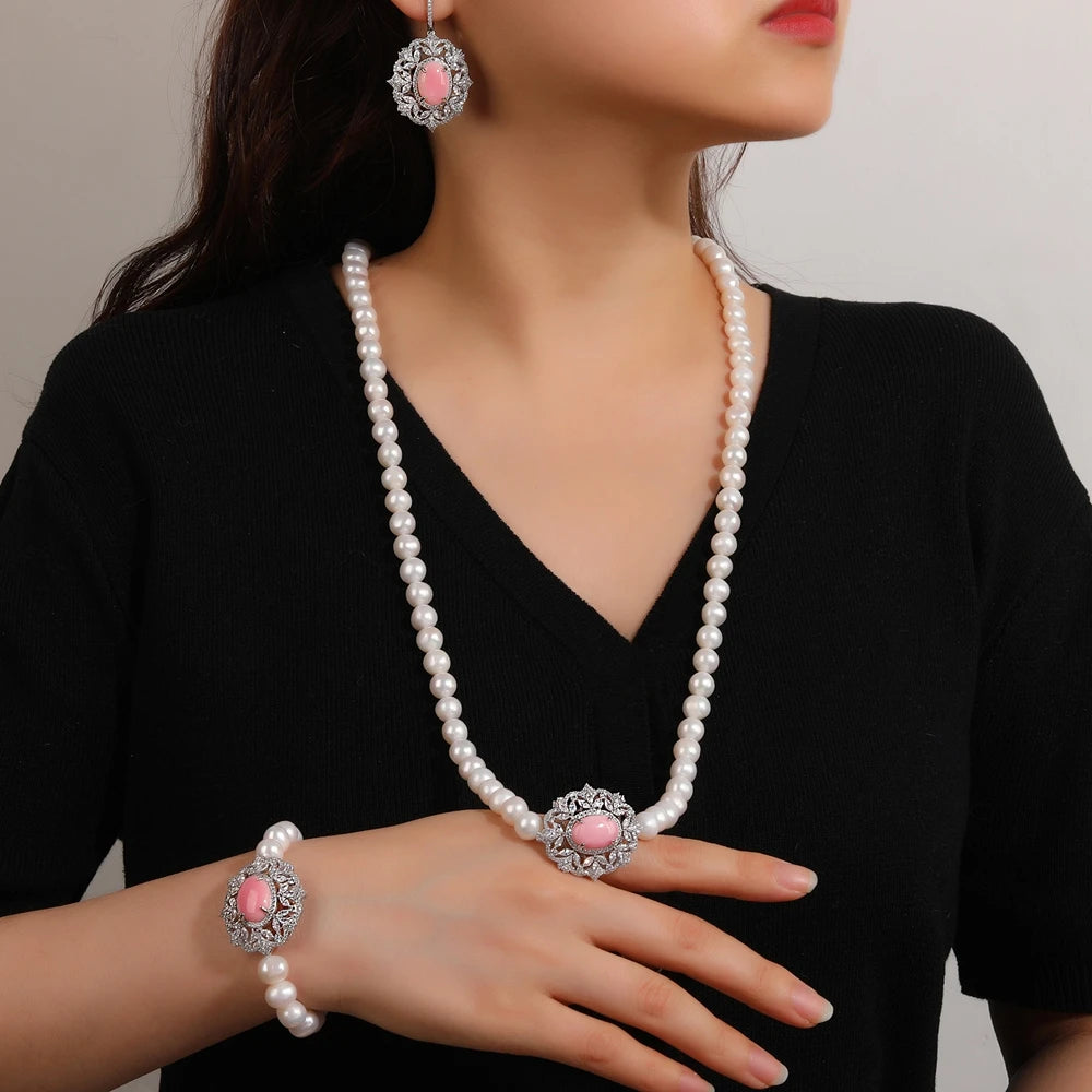MUSHAN Jewelry Factory S925 Pearl Necklace Is High End Jewelry Accessory Queen Gold Plated Cross-Border Accessory