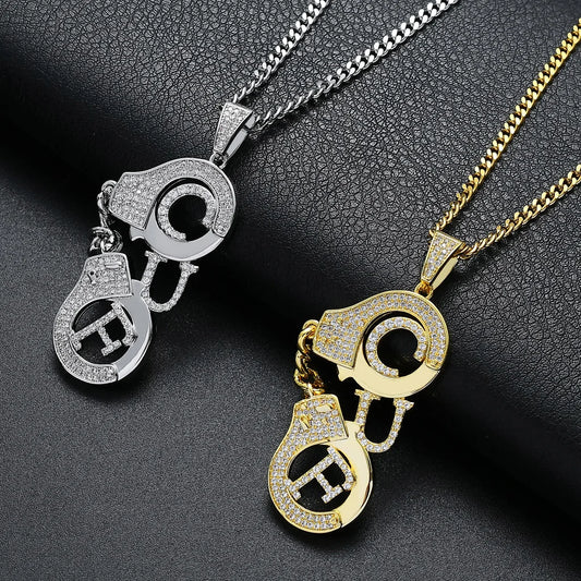 Gemfiori Necklace European Hip Hop Ornament Pendant Inlaid Zircon Hiohop Personality Male Trendsetter