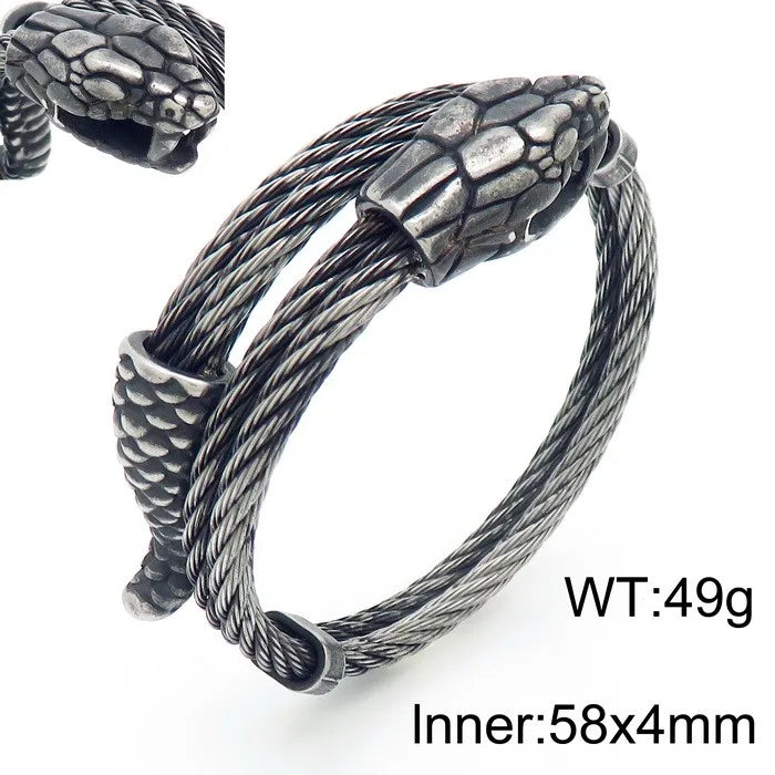 KALEN Fashion Unisex Stainless Steel Bracelets Bangles With Snake Head Charm