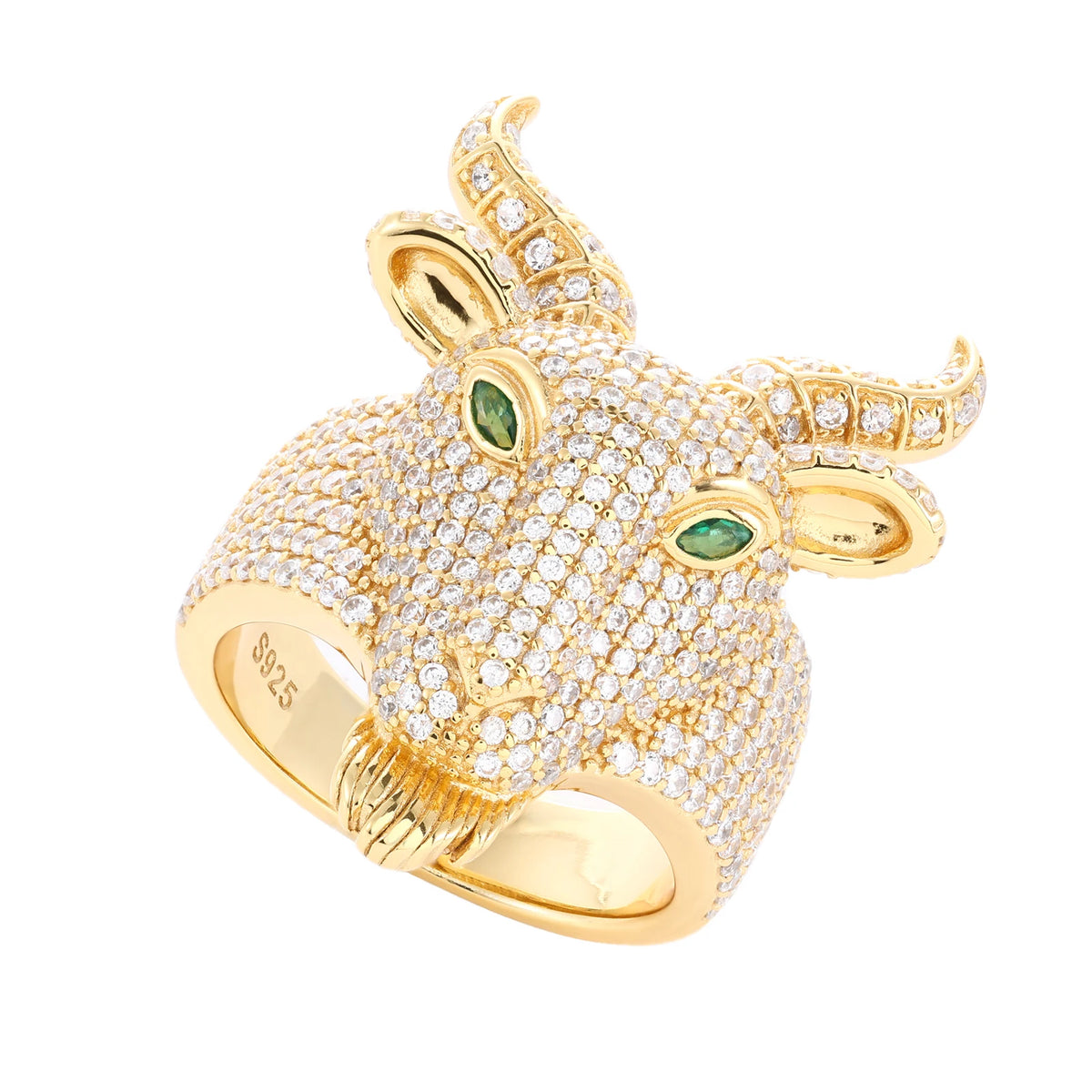BiG-BOSS Hip Hop Mens Luxury Jewelry Gift Iced Out Bling 925 Sterling Silver VVS D Color Moissanite Evil Goat Gemstone Ring