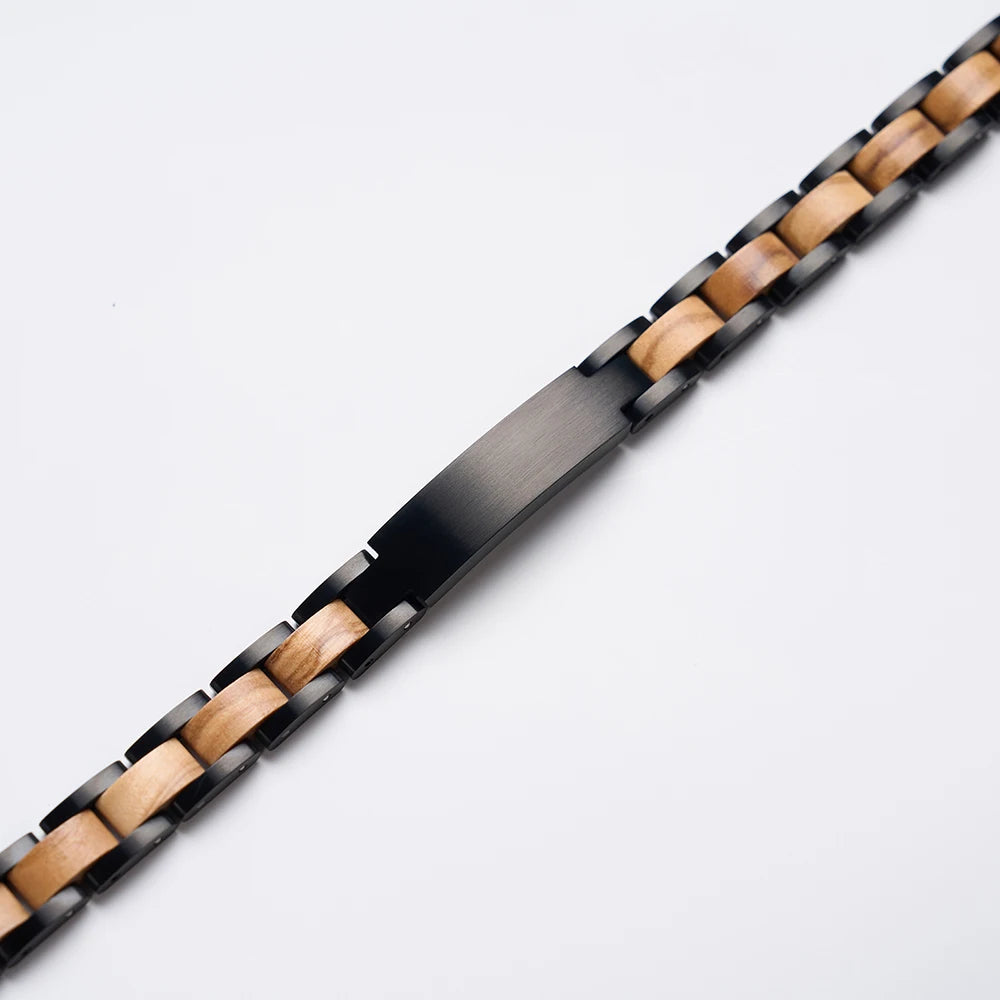 REBEL FASHIONISTA Design OEM ODM Manufacturer Unisex Stainless Steel Strap Watch Natural Wood Grain Bracelet