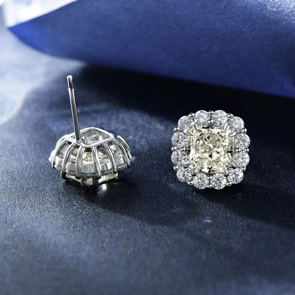 MUSHAN Jewelry Factory 2ct High Carbon Diamond Stud Earrings of Same Style As Live Broadcast 925 With Simple 7*7 Design