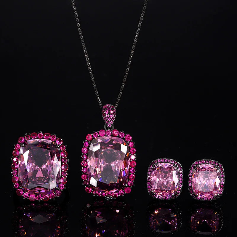 Gemfiori New Hot Selling Jewelry Brass Gold-plated Simulation Bird's Nest Cut Dried Rose Black Gold High-end Set for Women