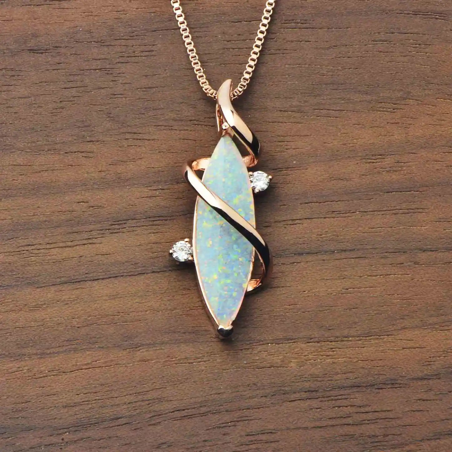 Hawaii Beach Sharp Women's Lab Created Opal Silver Plated Copper Alloy Box Chain Necklace for Anniversary