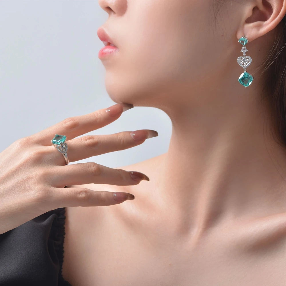 MuShan Jewelry Factory 5ct Square 10*10 High Carbon Diamond Ring With Exquisite European and American Style 925 Silver Ring
