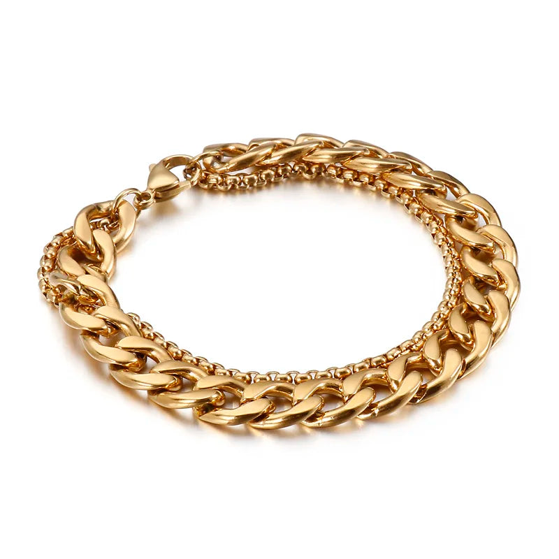 KALEN Simple Atmospheric Double Chain Bracelet Men