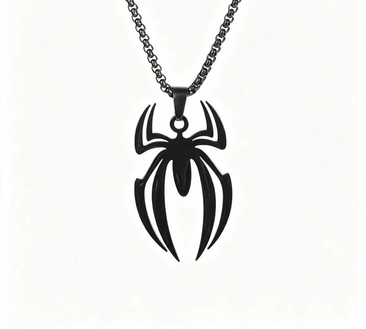REBEL 3 Color Stainless Steel Spider Pendant Necklace Punk Gothic Insect Jewelry for Halloween Party Men Women Gift