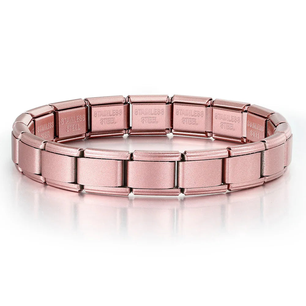 REBEL FASHIONISTA LAMOON Simple Colorful Width 9mm Elastic Link Chain Stainless Steel Bangle on Hand Jewelry DIY Making Italian Charm Bracelet