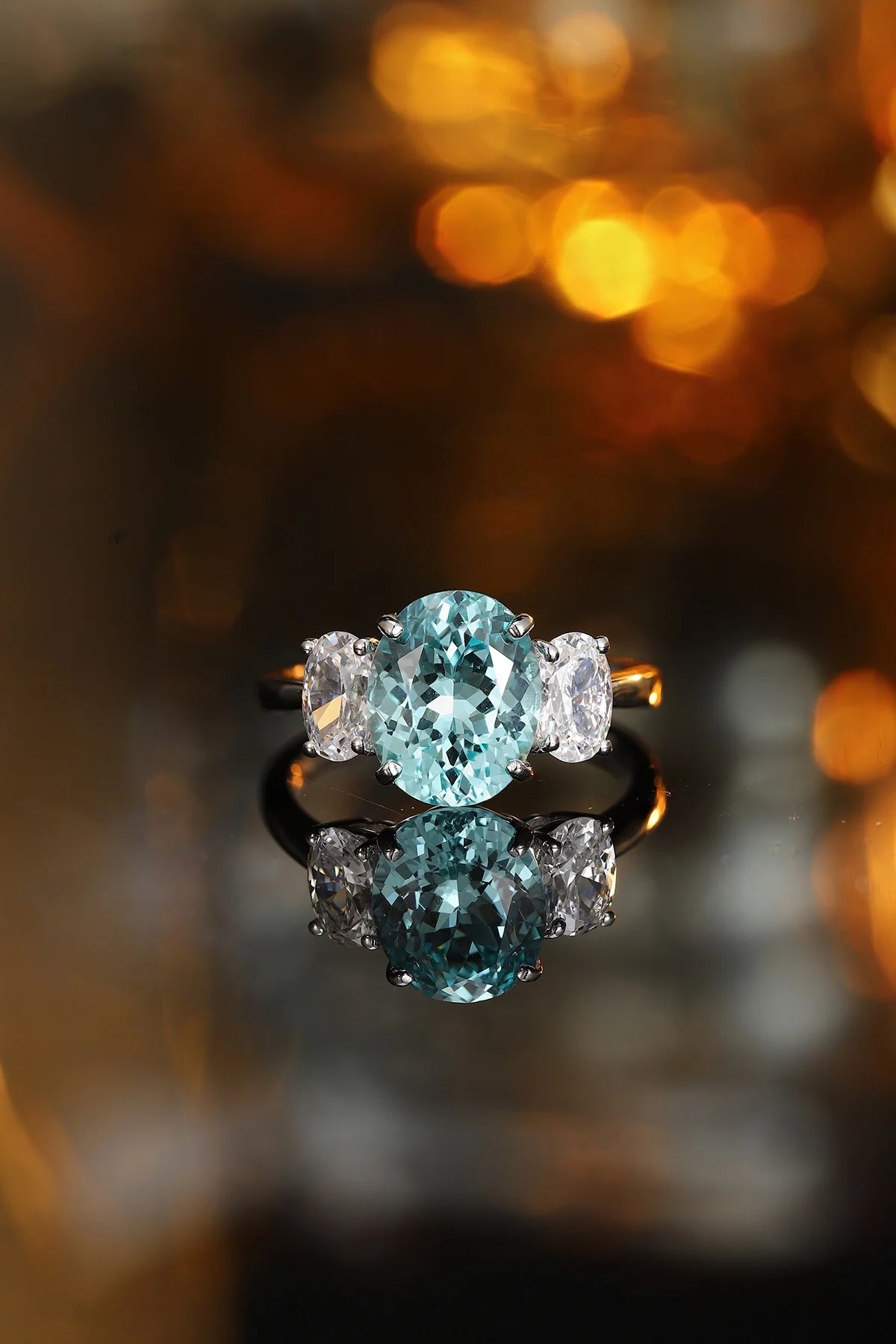Gemfiori Customized Jewelry 925 Sterling Silver Ring Lab Grown Paraiba Bridal Engagement Wedding Rings for Women High-end Jewelry