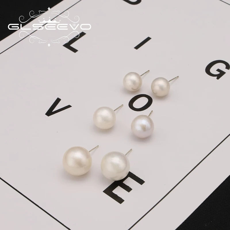 GLSEEVO High Sense Natural Freshwater Pearls Female Ear Hooks Luxury Earrings Give a Gift to a Friend Fine Jewelry