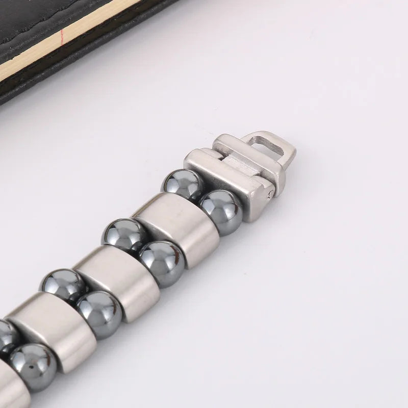 KALEN 210mm Unisex Casual Stainless Steel Bracelet With Iron Stone Links