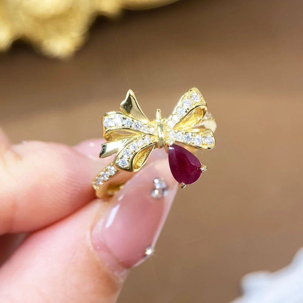 Gioiellieri 925 Sterling Silver Gold Plated Gemstone Ring Natural Ruby Prong Set Certified Engagement Anniversary Parties Everyday Wear Gift