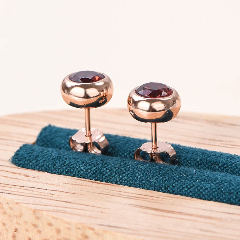 Gioiellieri Rose Gold Plated 925 Silver Natural Blue Sapphire Stud Earrings Women's Jewelry for Party Wedding & Everyday Wear