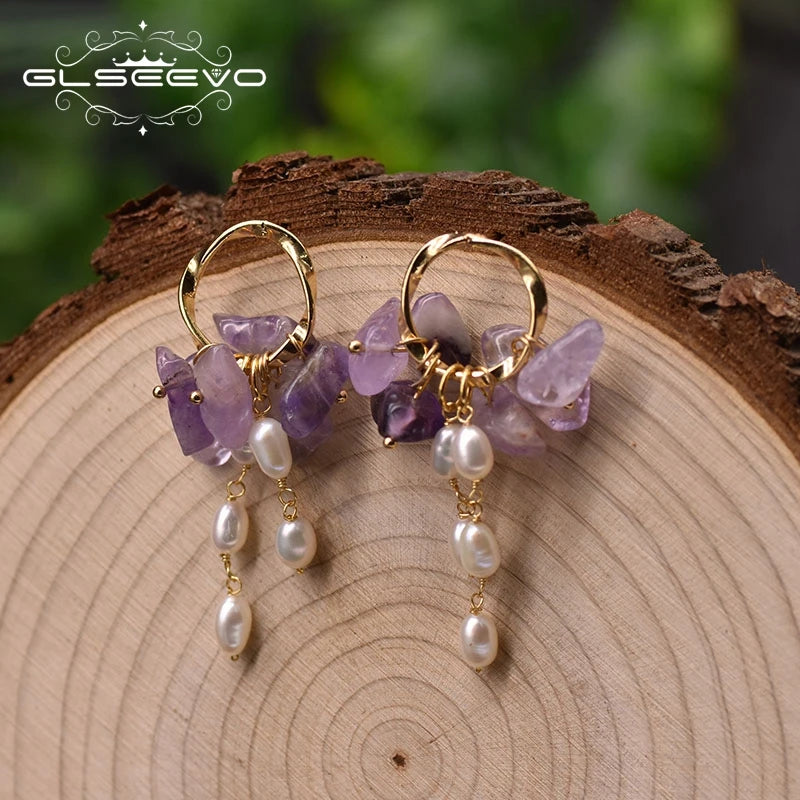Pink Crystal Earrings Party Gift Freshwater Pearl Drop Earrings Ear Pin 925 Sterling Silver Fine Jewelry  Earrings Bulk