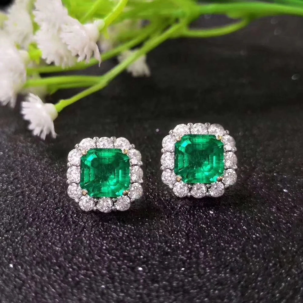 MUSHAN Jewelry Factory 2026 New 2 Carat Retro Square Stud Earrings European and American Light Luxury Full Diamond Earrings