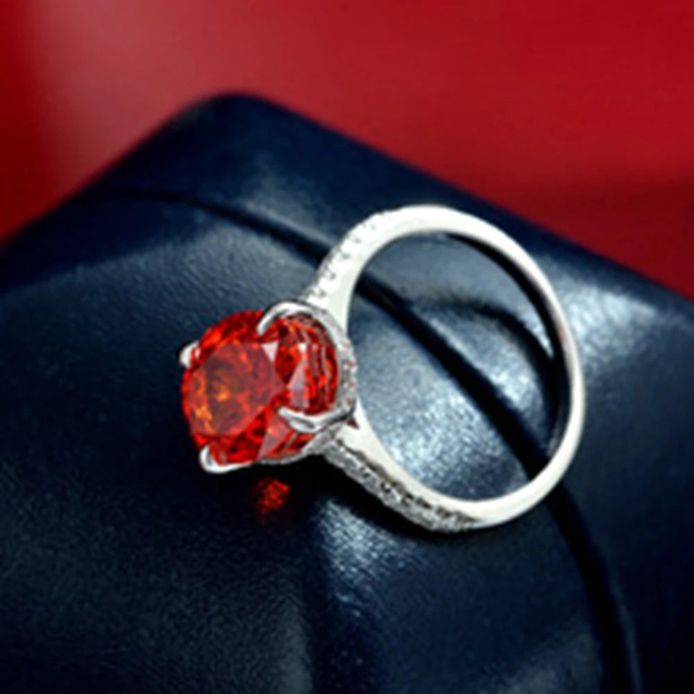 MuShan Jewelry Factory 4ct Padma Red High Carbon Diamond Ring 925 Set With 9*13 European and American Light Luxury