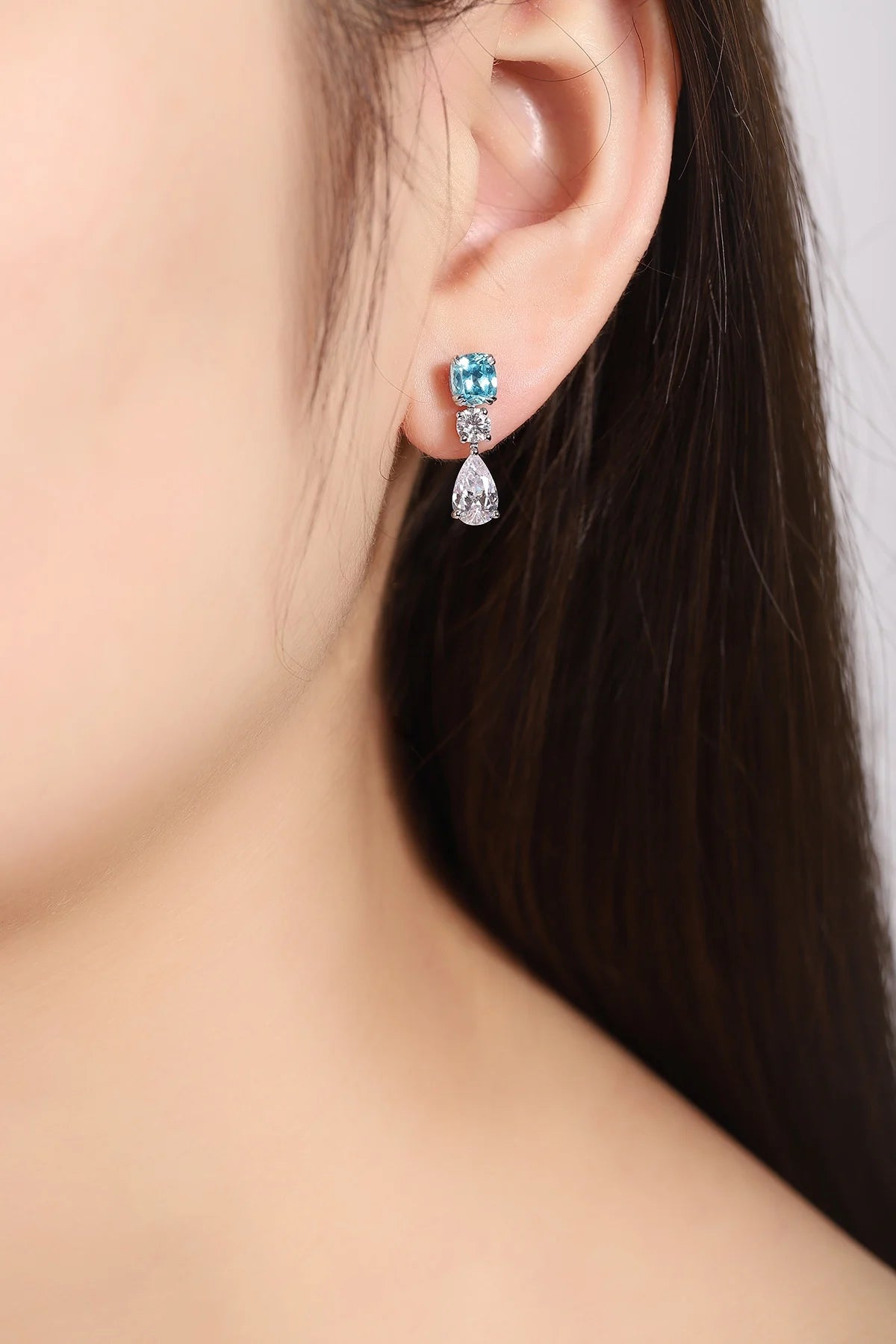 Gemfiori Anster High Quality S925 Lab Grown Paraiba Earring Stud Dainty Gemstone Stud Earrings for Women Daily Wear Gift