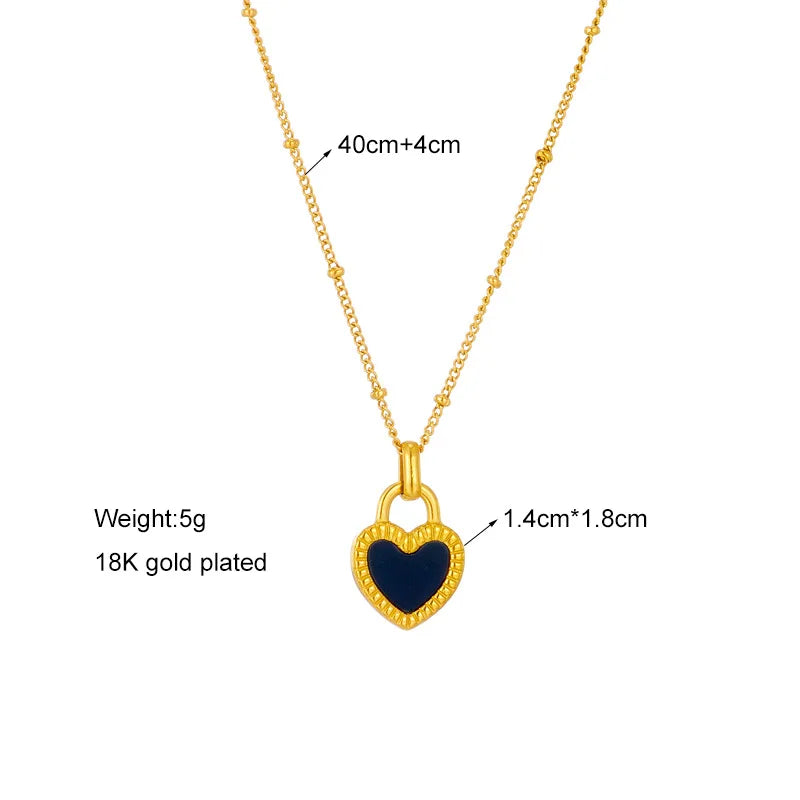 Gold Black Heart Necklace & Earrings Jewellery Set | Dark Romance Fashion Set