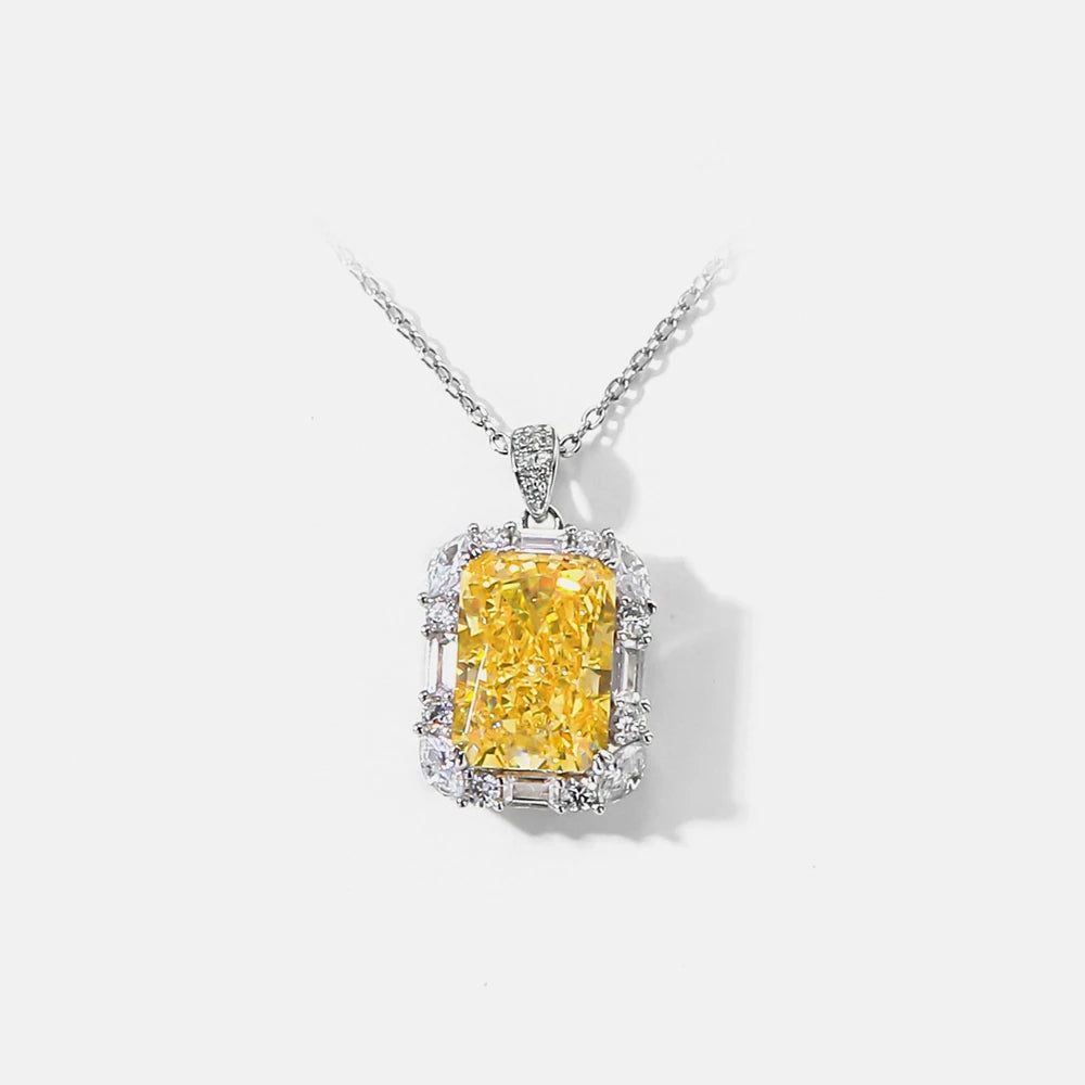 MUSHAN Jewelry Factory 925 Sterling Silver Necklace Pendant for Women Yellow High Carbon Diamond Gemstones Necklaces Jewelry
