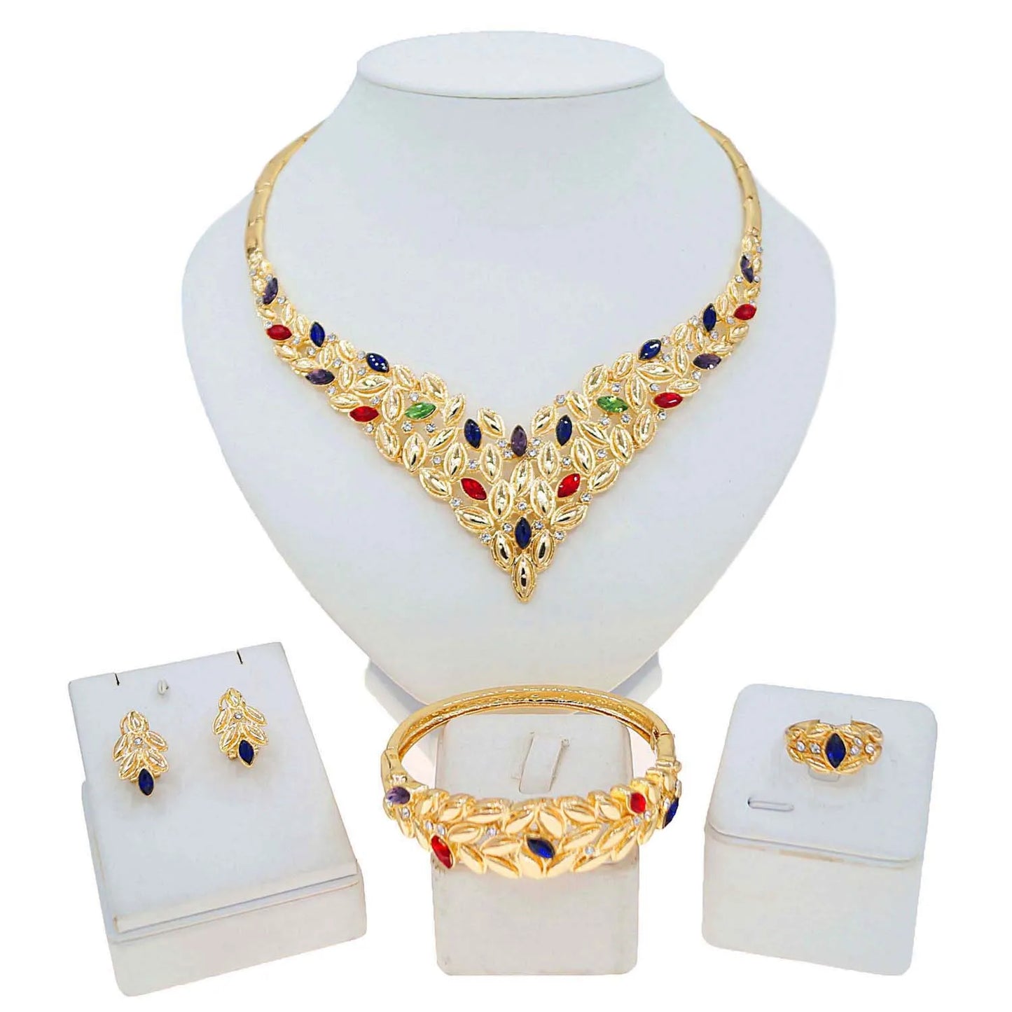Zhuerrui High Quality Diamond Set Jewelry Set Color Gems Dazzling Earrings Heavy Industry Charm Senior Factory Direct SalesHM200