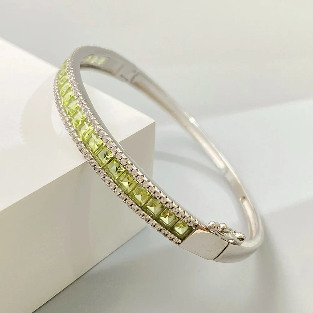 Gioiellieri Natural Peridot Bracelet with S925 Sterling Silver for Women Elegant Green Gemstone Jewelry August Birthstone Healing Fine Gift